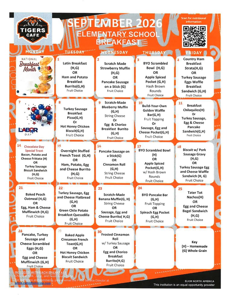 September Breakfast Menu