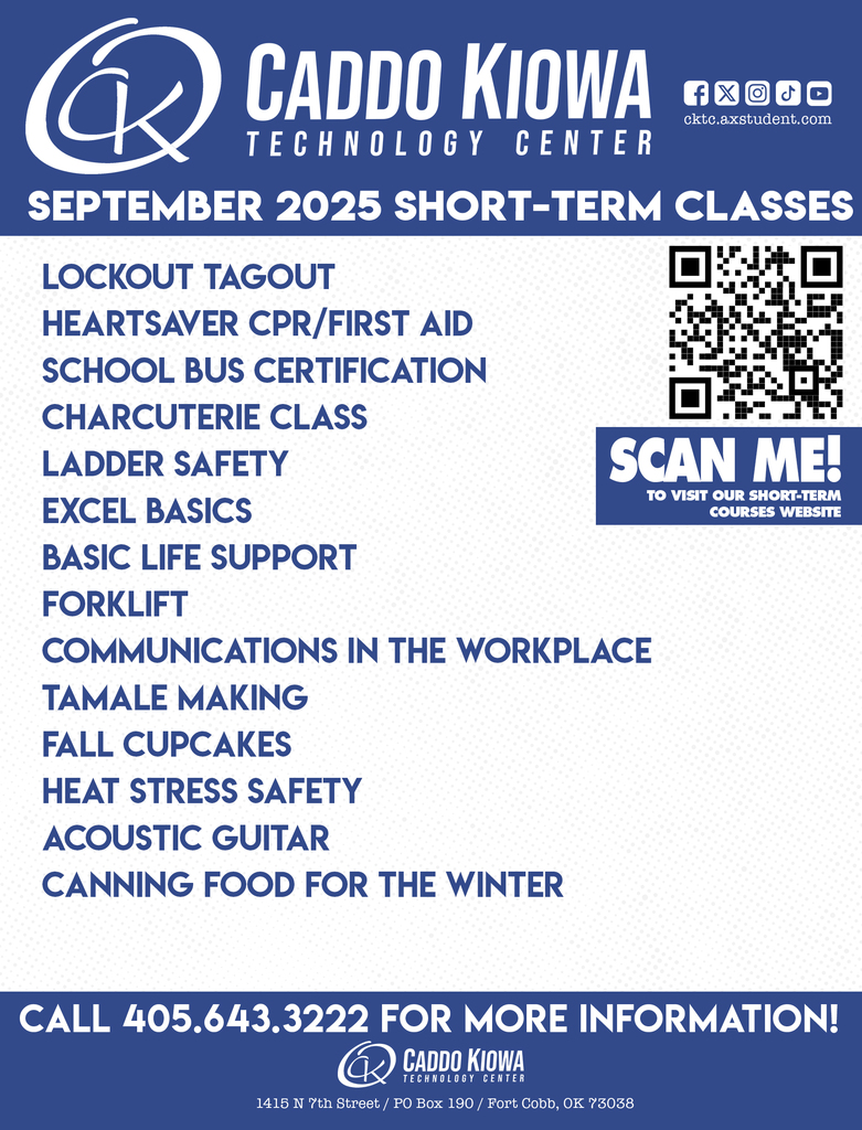 September 2025 Short-Term Course offerings at CKTC!