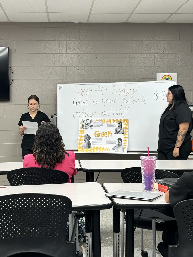 Cosmetology students conducted research and delivered presentations on the hair, makeup, and clothing styles of various ancient cultures.
