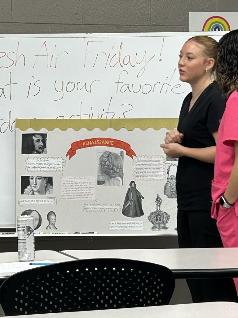 Cosmetology students conducted research and delivered presentations on the hair, makeup, and clothing styles of various ancient cultures.