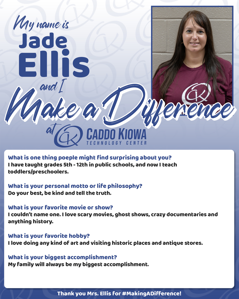 ⭐️ DIFFERENCE MAKER ⭐️ at CKTC! Jade Ellis is an Early Care and Education Assistant and has worked at CKTC for nearly half a year now! Thank you Mrs. Ellis for #MakingADifference! #CKTC | #MakingADifference