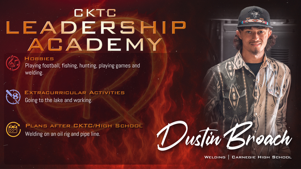 ⭐️CKTC LEADERSHIP ACADEMY⭐️ Dustin Broach is the Welding & Metal Fabrication (AM) representative for the 2025-2026 CKTC Leadership Academy! #CKTC | #LeadershipAcademy | #Welding | #MakingADifference