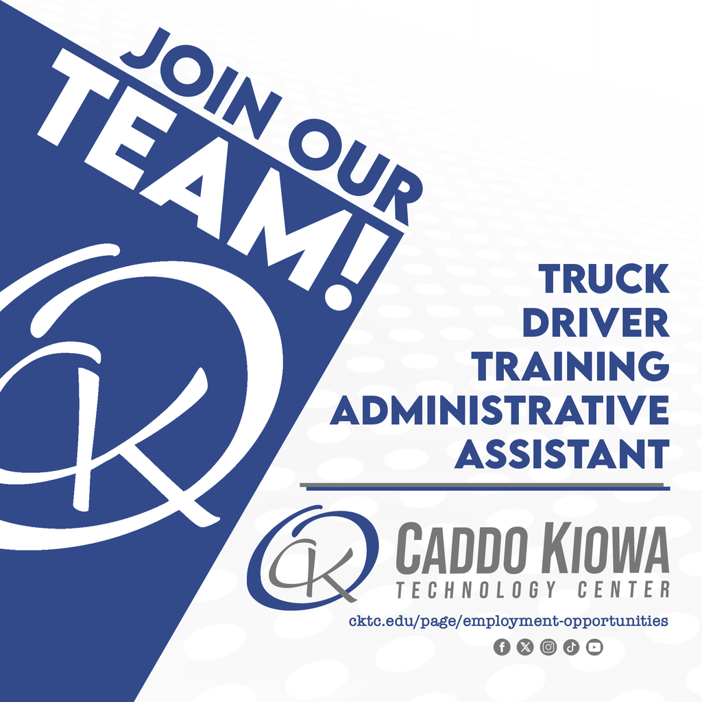 CKTC is currently looking for a Truck Driver Training Administrative Assistant. To apply visit our employment opportunities page on our website at cktc.edu/page/employment-opportunities #CKTC | #JoinOurTeam | #MakingADifference
