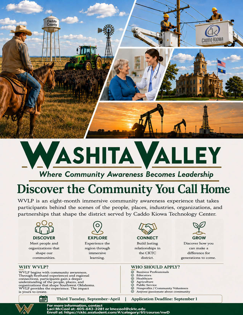 Applications are NOW OPEN for the 2026-2027 Washita Valley Leadership Program. Be sure to contact us today if you have any questions!  #WVLP