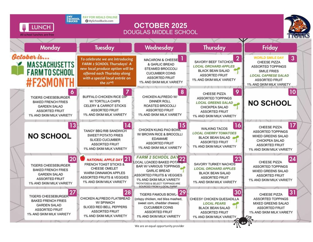 Menu October 2025