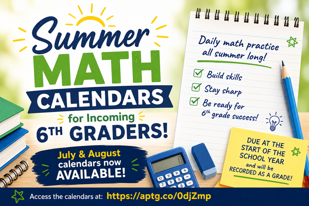 6th grade summer math calendar