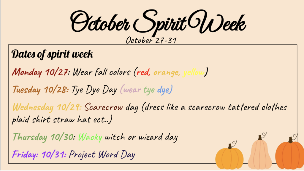 October Spirit Week