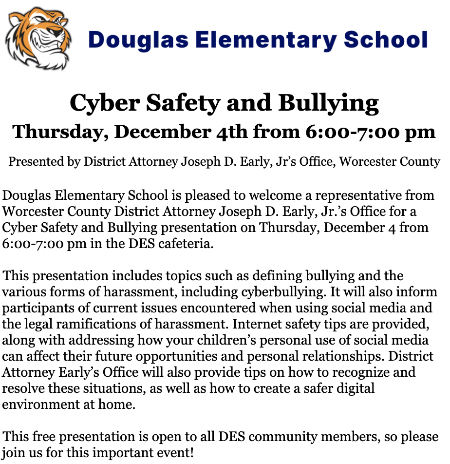 Cyber Safety & Bullying Event at DES