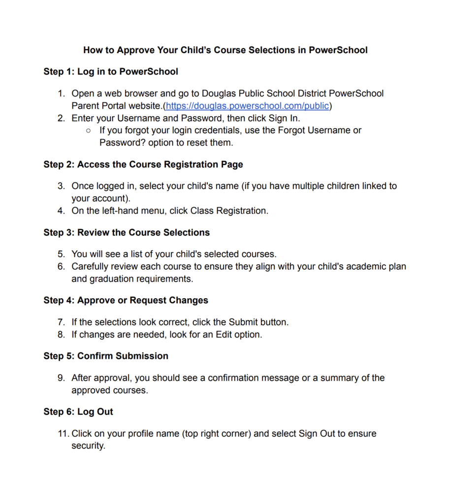 8th Grade Course Selection Parent/Guardian Instructions