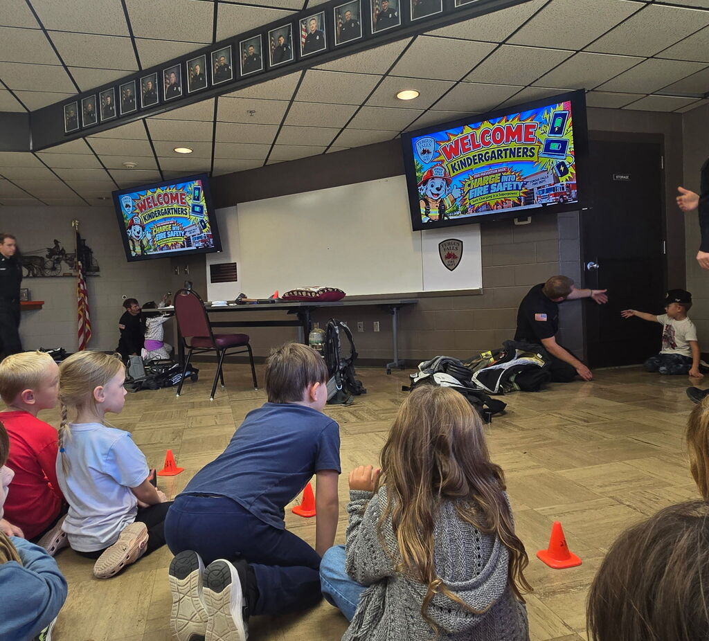 Kindergartners learn about fire safety