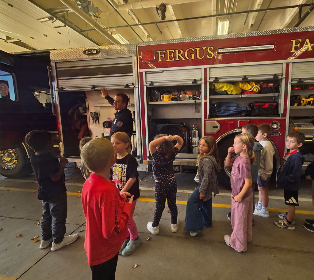 Kindergartners learn about fire safety