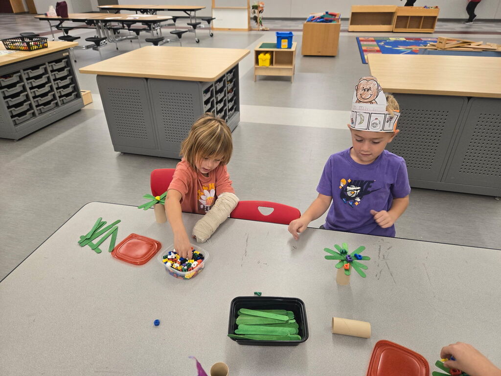 Kindergarteners celebrating letters with Chicka Chicka Boom Boom Day