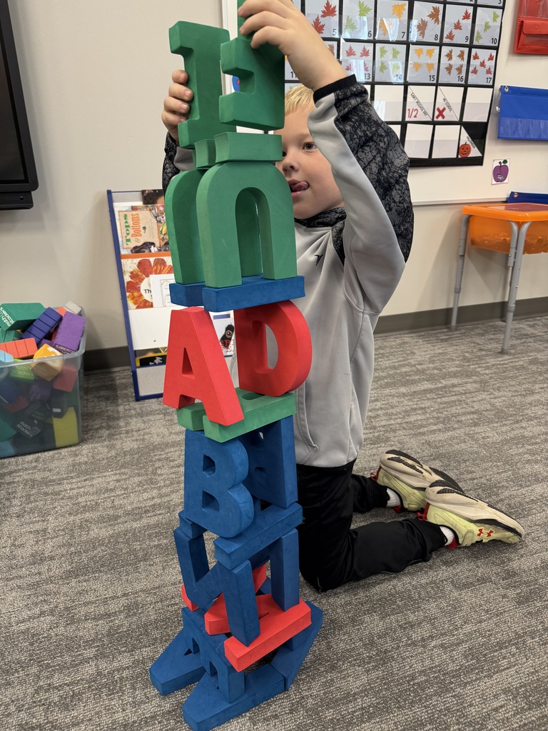 Kindergarteners celebrating letters with Chicka Chicka Boom Boom Day