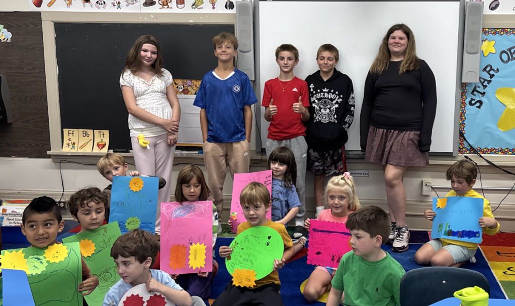 Middle school students supporting Kindergarten this week! 