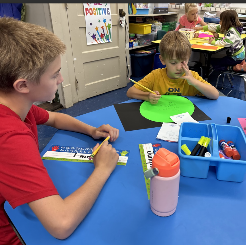 Middle school students supporting Kindergarten this week! 