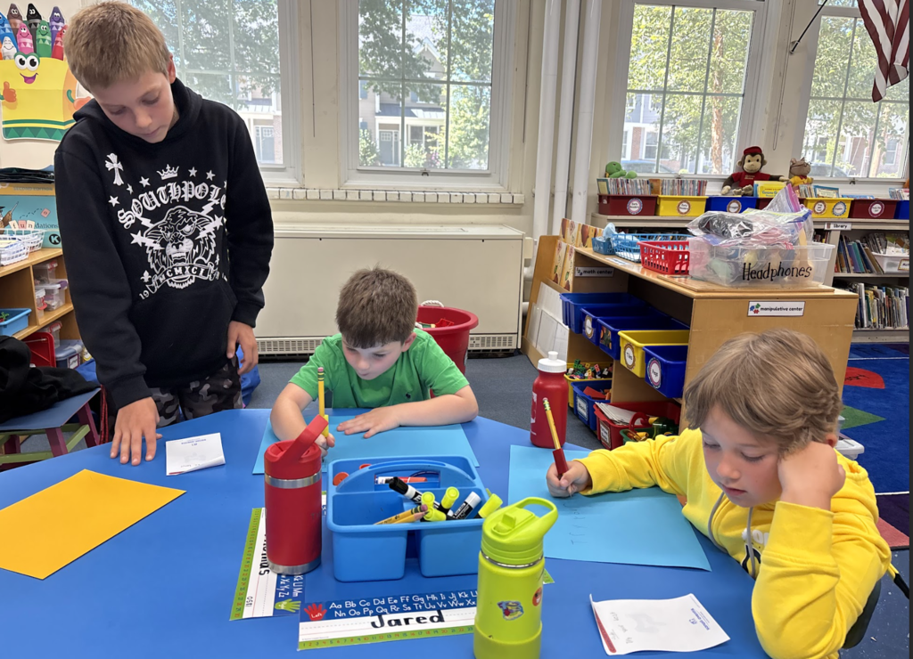 Middle school students supporting Kindergarten this week! 