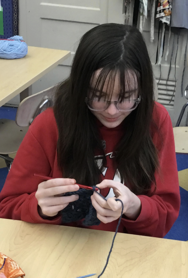 Ms. Hurley leading  Crochet Club this week! 