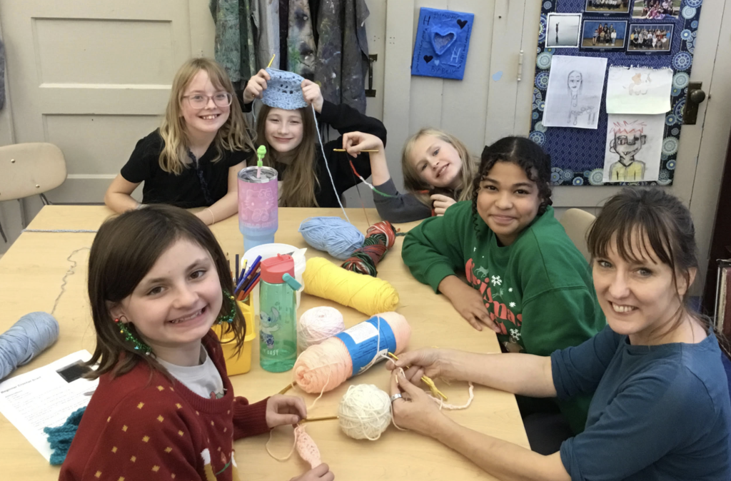 Ms. Hurley leading  Crochet Club this week! 