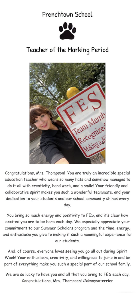 Teacher of the Marking Period! 