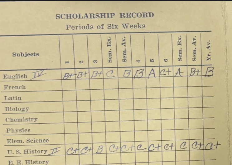 report card