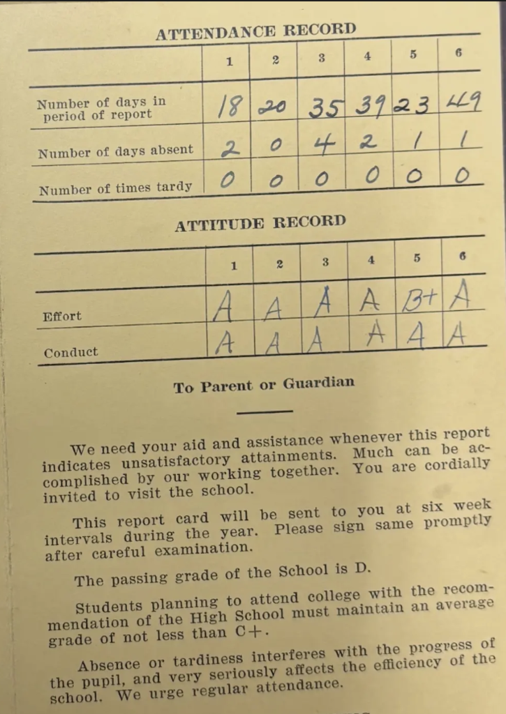 report card