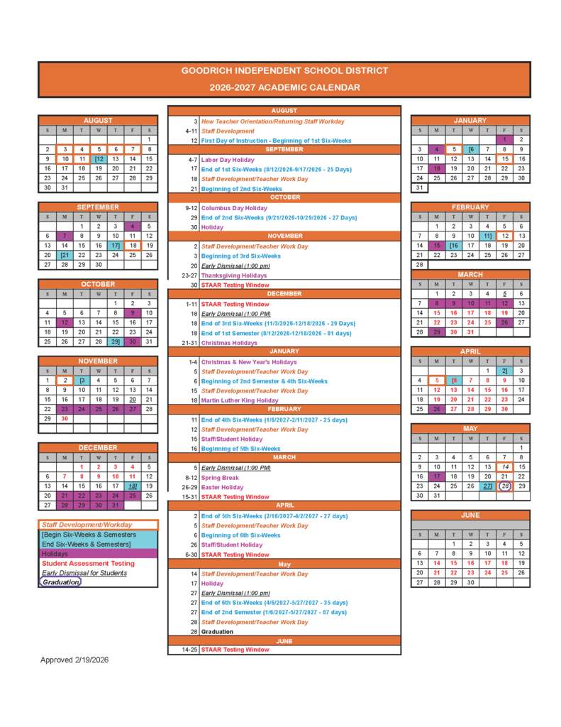 2026-2027 Academic Calendar