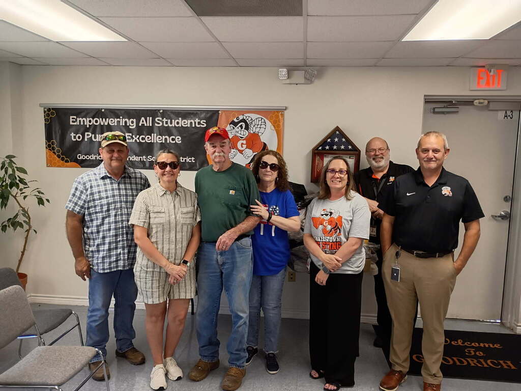 🐝🧡 Thank You for Supporting Goodrich ISD! 🧡🐝  A heartfelt thank you to Gokey's Old Town Emporium & their customers, Goodrich First Baptist Church, and Sons of Je' Hovah Motorcycle Ministry for their generous donations of school supplies for our Goodrich ISD students!  We also greatly appreciate Kenneth & Brenda Hambrick and Thomas & Liz Phillips for delivering the supplies to our district.  Your kindness and generosity mean so much to our students and staff. We are truly grateful for a community that continues to support our Hornets! 🧡📚✏️