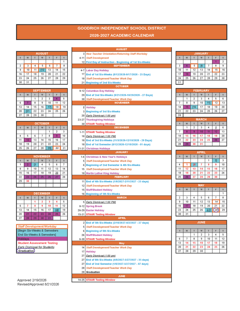 Revision - 2026-2027 Academic Calendar