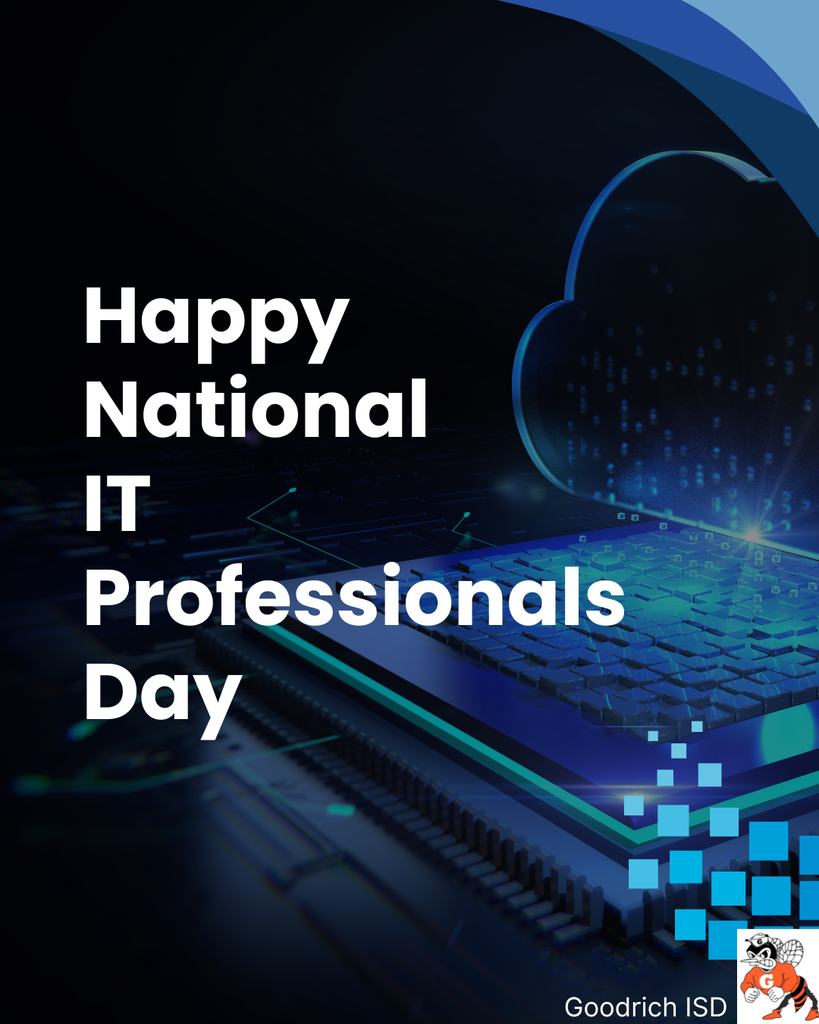💻🐝 Happy IT Professionals Day! Keeping the Hornets buzzing and the Wi-Fi humming! 🐝📶 A big thank you to David Pickett and Jeff Chase for all you do to keep Goodrich ISD connected and our technology running smoothly. We appreciate you more than you know! 🧡