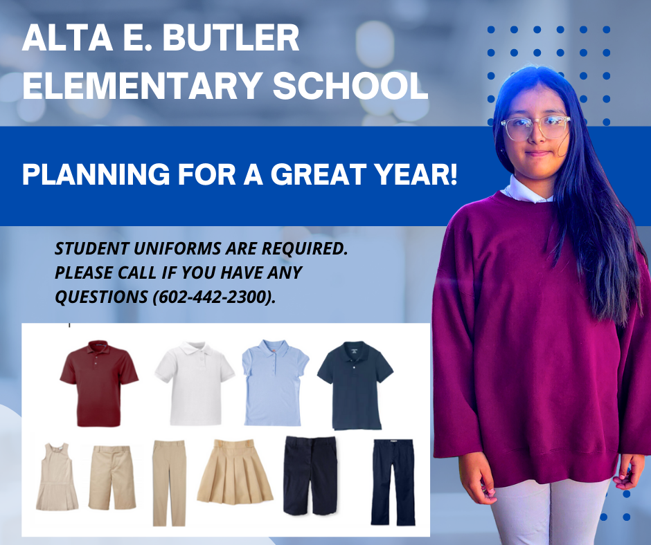 A reminder that students need to wear a uniform to school. Un recordatorio de que los estudiantes deben usar uniforme en la escuela.