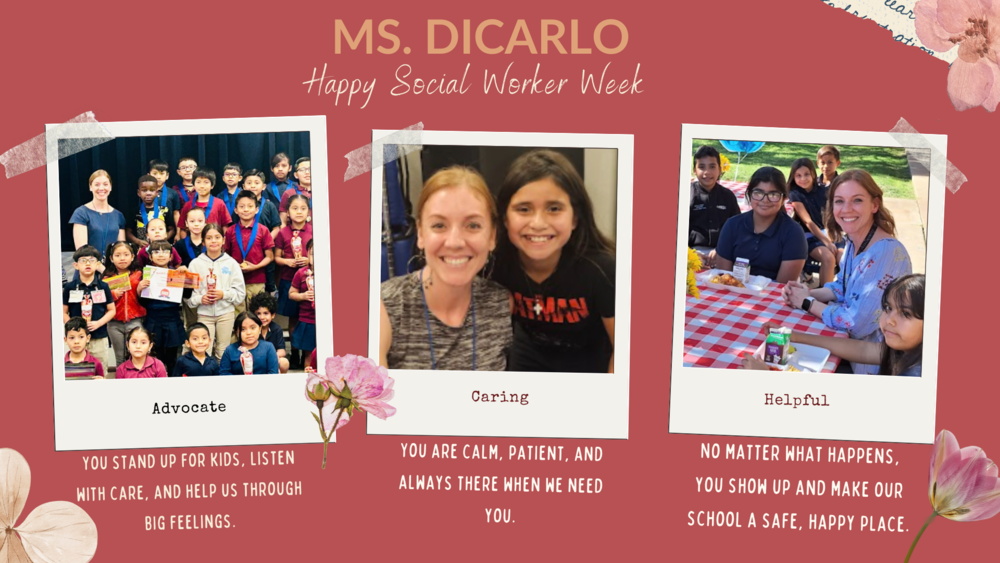The entire Butler community would like to thank Ms.﻿ DiCarlo for all the care, dedication, and support she brings to our school.﻿ Thank you for believing in our students and helping them shine every day! Happy Social Worker week! Butler is lucky to have you!
