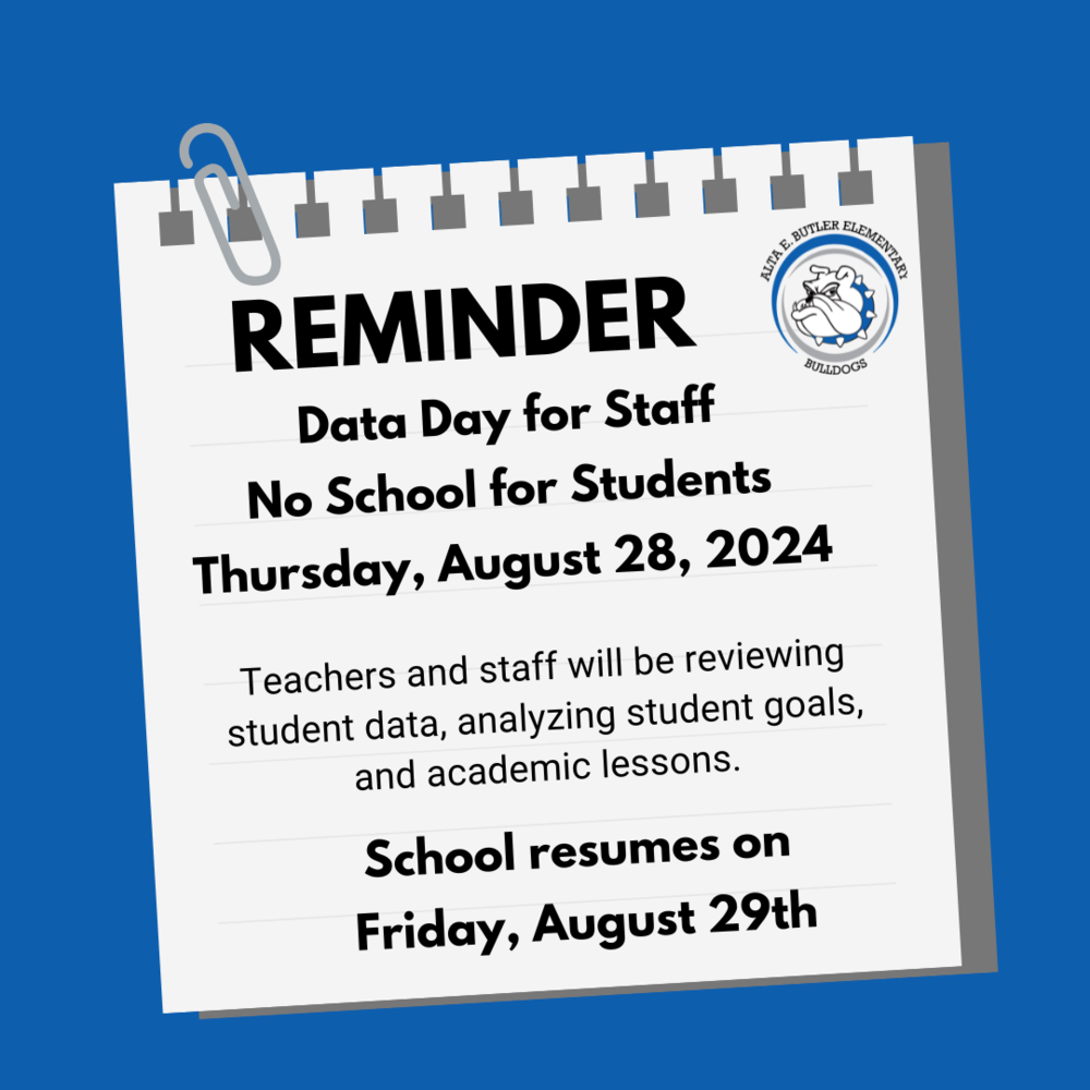 There will be no school on Thursday, August 28th. Classes will resume on Friday, August 29th at 7:35 am. No habrá escuela el jueves, 28 de agosto. Las clases se reanudarán el viernes 29 de agosto a las 7:35 am.