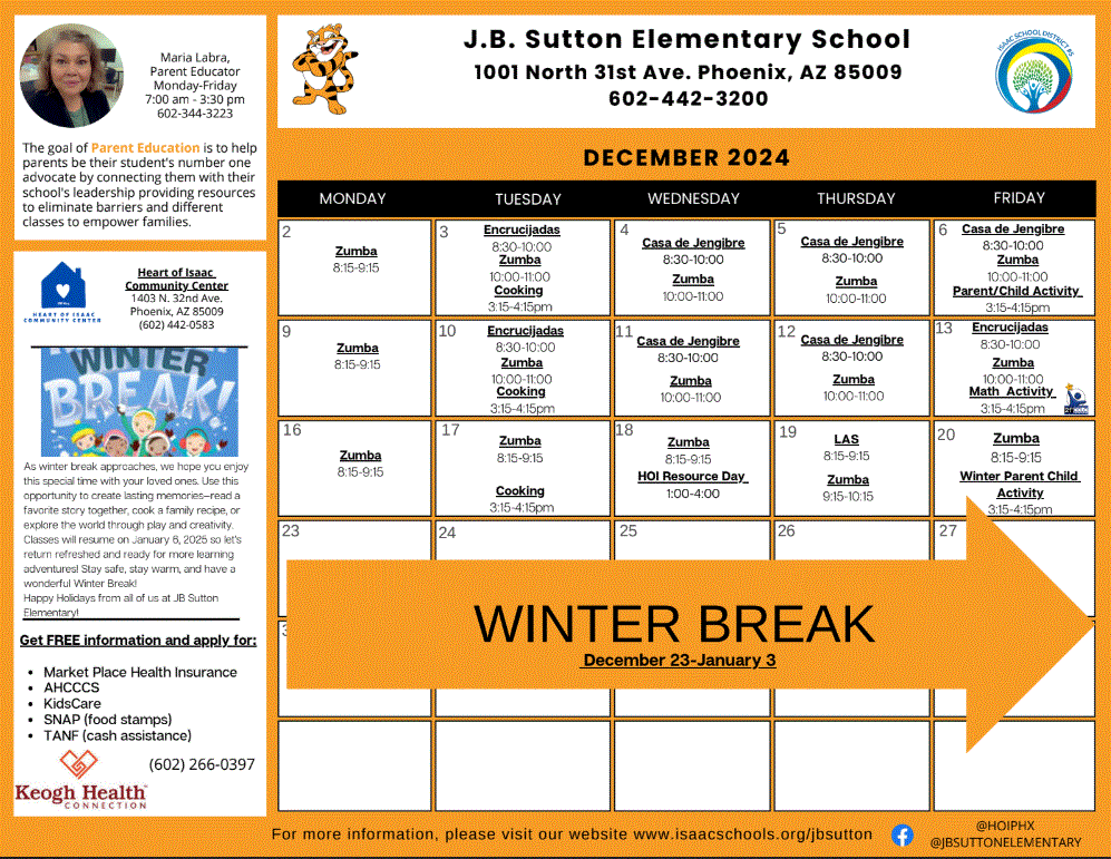 Parent Education Calendar 