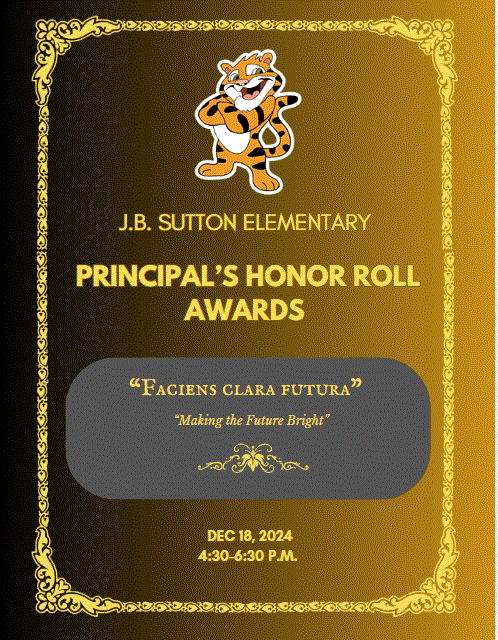 Principals Honor Roll Night  Dec 18th 4:30- 6:30