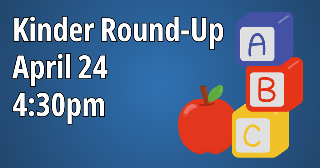 Kinder Round Up Info with ABC blocks and apple graphic