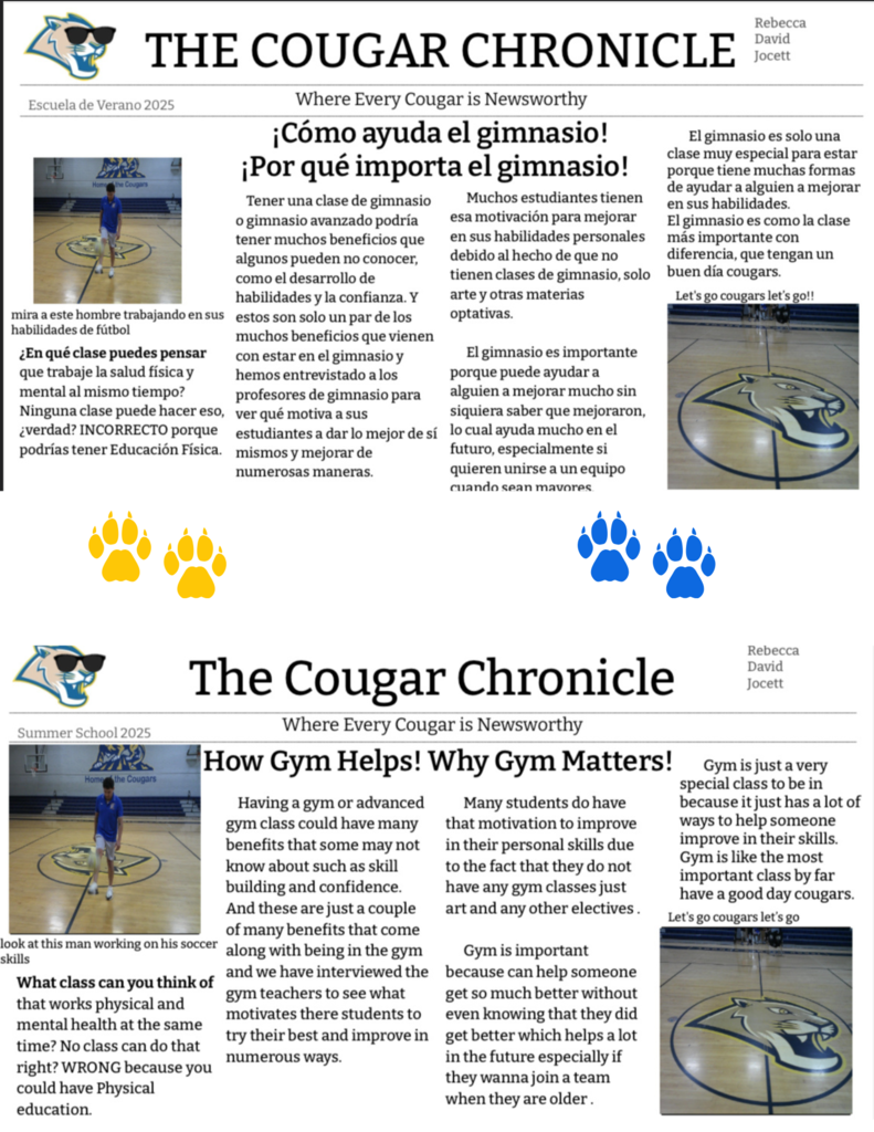 📰 Summer Student Journalism Continues! Today we’re excited to share a new story created by our talented students and teachers: 🏋️♀️ Why the Gym Matters and How It Helps Our School Community At Isaac Middle School, the gym is more than just a place for sports — it’s where students build strength, teamwork, and Cougar spirit! We’re proud of our students’ hard work and the positive impact this space has on our school. 🐾