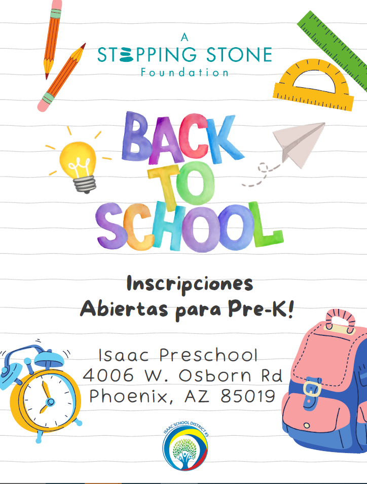 Stepping Stone FoundationInscripciones abiertas para Isaac Preschool