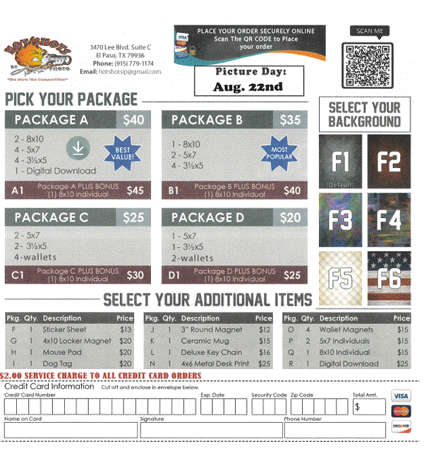 Picture Day Prices 
