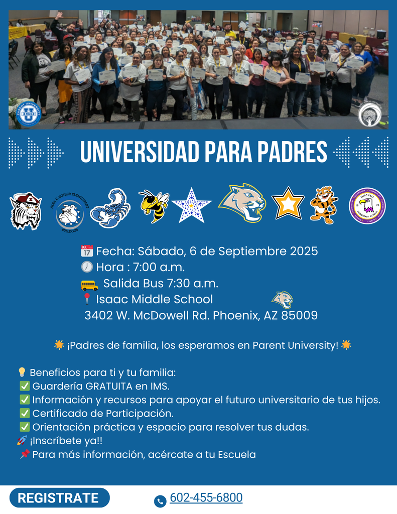 We invite all families to join Parent University 👨‍👩‍👧‍👦💡. Register now and don’t miss out!