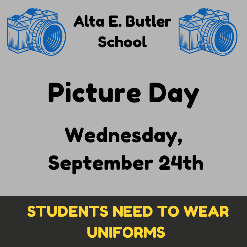 On Wednesday, September 24th, we will have Picture Day. Students need to wear school uniforms.  El miércoles, 24 de septiembre, tendremos el Día de la Fotografía. Los estudiantes deben usar su uniforme.
