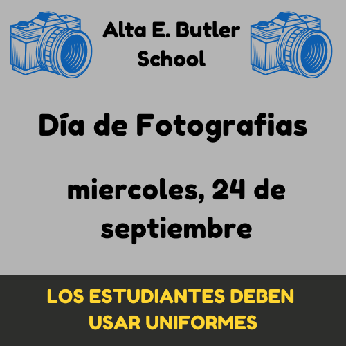 On Wednesday, September 24th, we will have Picture Day. Students need to wear school uniforms.  El miércoles, 24 de septiembre, tendremos el Día de la Fotografía. Los estudiantes deben usar su uniforme.