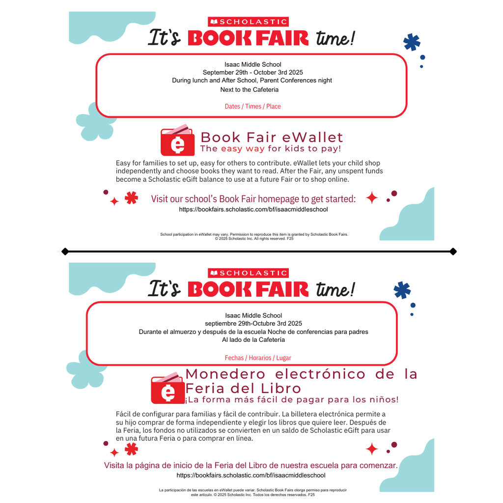 📚 Scholastic Book Fair at IMS! 📚 September 29 – October 3 Visit our Book Fair homepage  to explore all the books and set up your eWallet so students can shop easily and safely. Don’t miss the chance for your child to pick their favorite books and enjoy reading!
