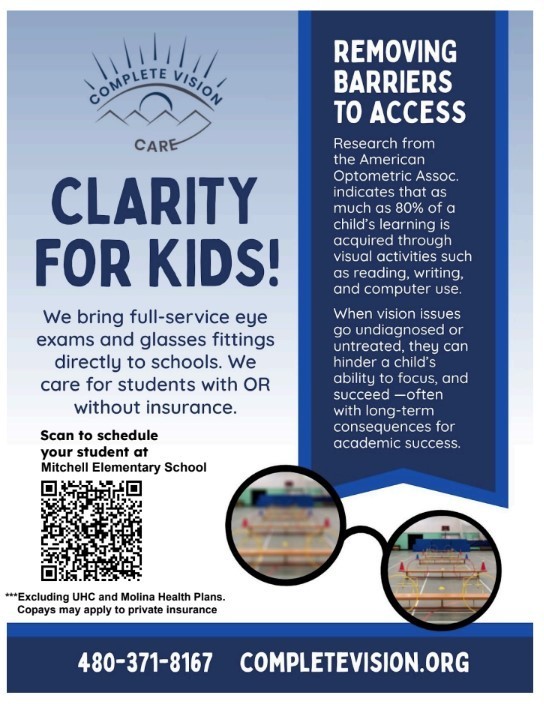 Clarity for Kids! We bring full service eye exams directly to the school 