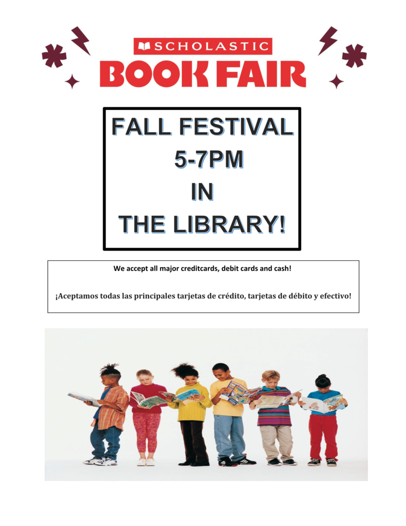 We invite all students to shop in the Butler Book Fair on Friday, October 24th during the Festival in the library.  ¡Invitamos a todos los estudiantes a comprar en la Feria del Libro de Butler el viernes 24 de octubre durante el festival en la librerĂa.