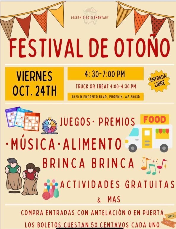 Spanish Fall Festival Flyer Octubre 24, a las 4:30pm 