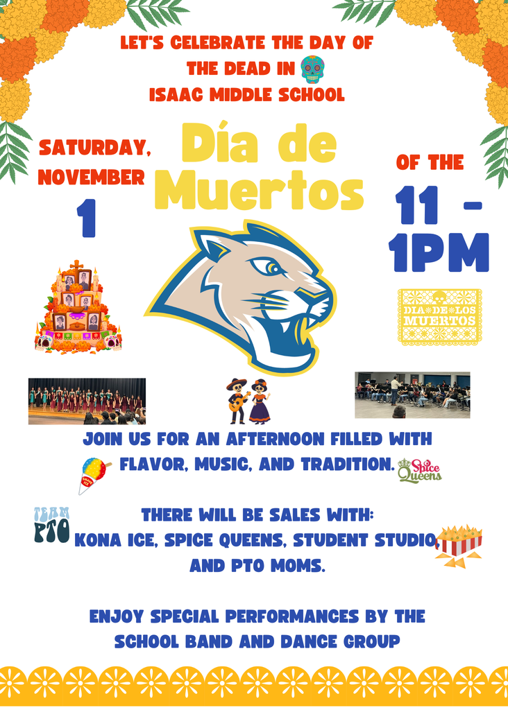 Join us for an afternoon filled with flavor, music, and tradition. There will be sales with: KONA Ice, Spice Queens, Student Studio, and PTO moms. Enjoy special performances by the School Band and Dance Group