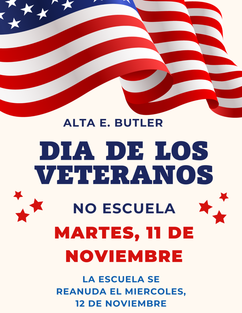 There will be no school on Tuesday, November 11th in observance of Veteran’s Day. School resumes on Wednesday.