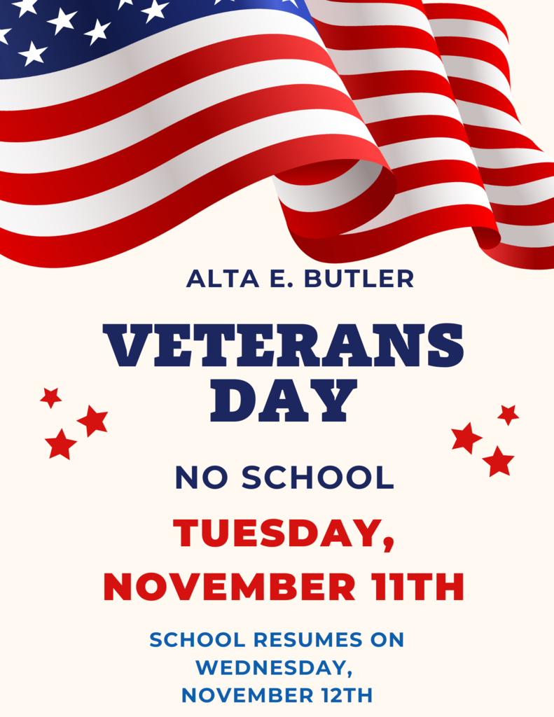 There will be no school on Tuesday, November 11th in observance of Veteran’s Day. School resumes on Wednesday.