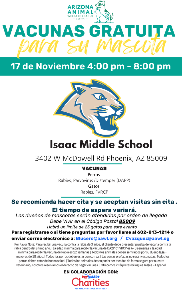 Today at IMS! 🐾 Pet Vaccine Clinic – starting at 4 PM