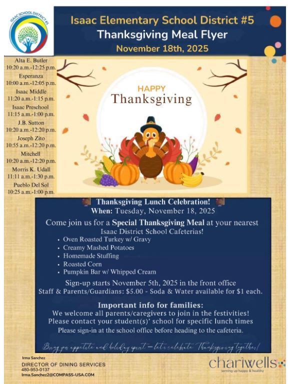Thanksgiving meal flyer. 